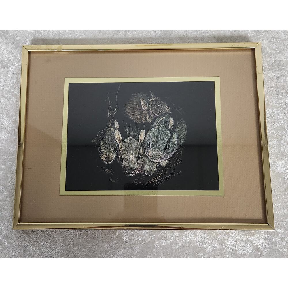 Vintage Sally Miller Bunnies Art Print